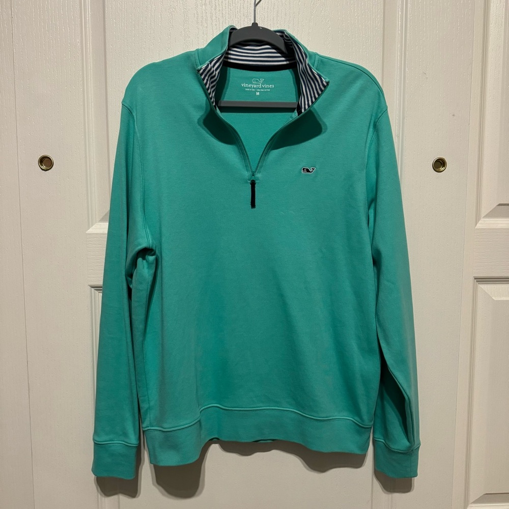 Vineyard Vines Men's Teal Zip-Up Sweater